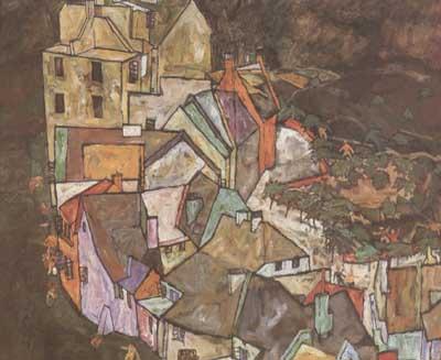 Egon Schiele Edge of Town (Kruman Town Crescent III) (mk12) Sweden oil painting art